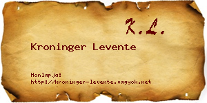 Kroninger Levente névjegykártya